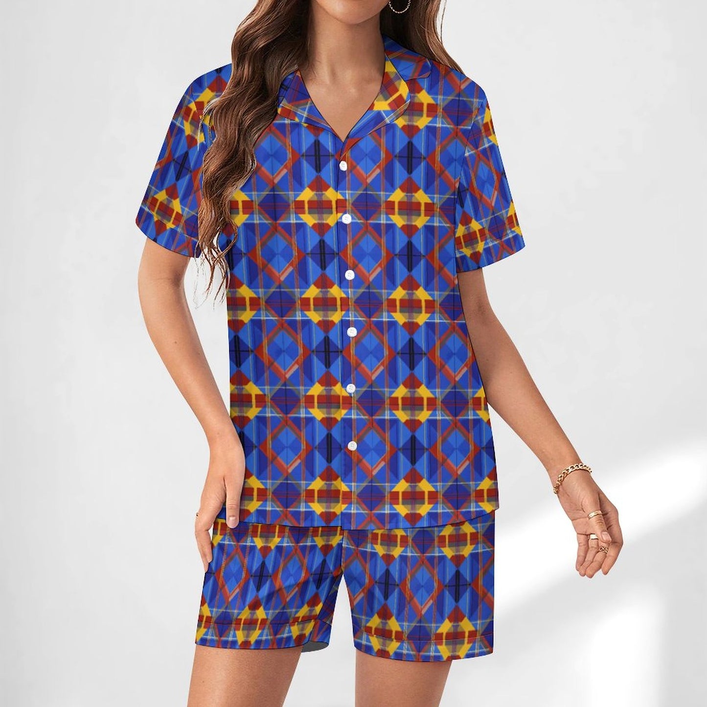 Worn-effect Fabric Women Satin Pajama Set