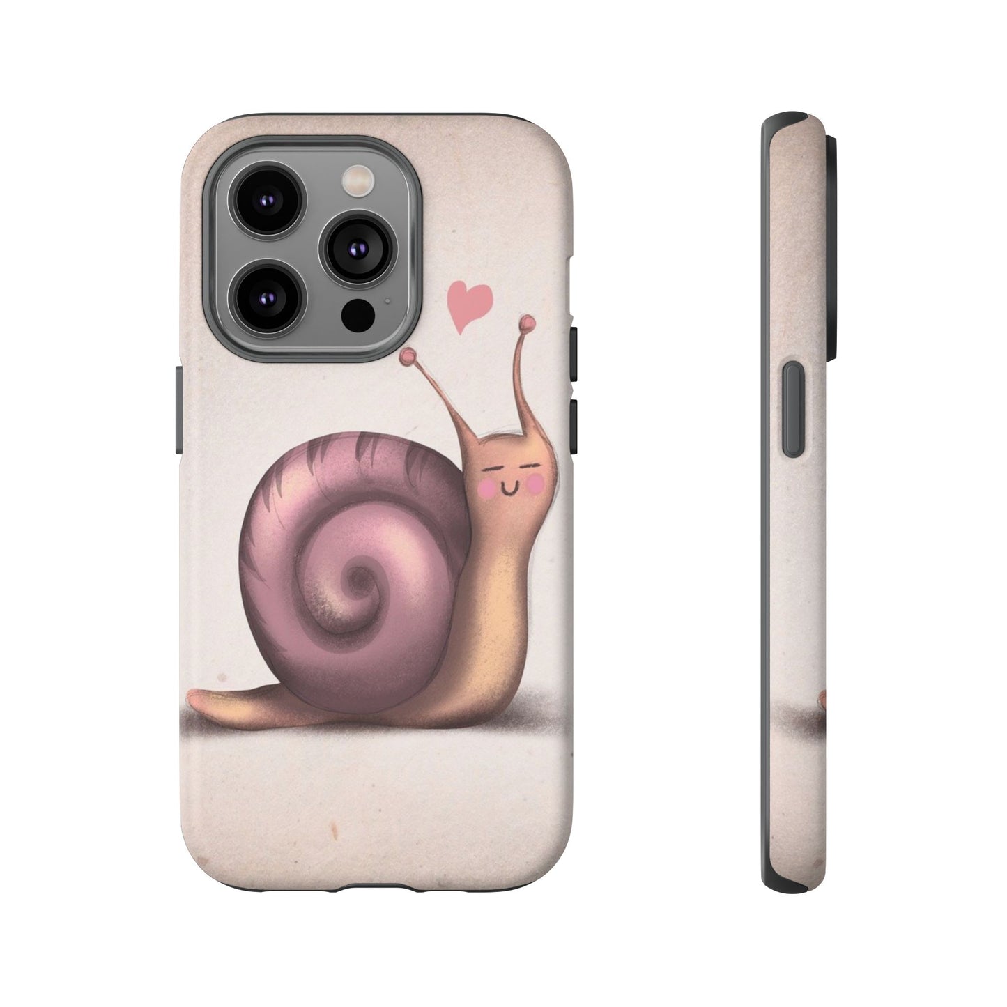 Cute Snail Phone Case — Pink Heart Cartoon Protective iPhone Cover