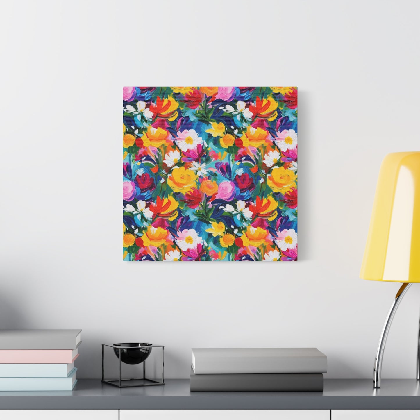 Vibrant Floral Matte Canvas Wall Art — Colorful Garden Print, Stretched 1.25"