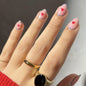 Black and white striped short wear nail simple love Valentine's Day nail art fake nails almond fake nails nail piece 365nails