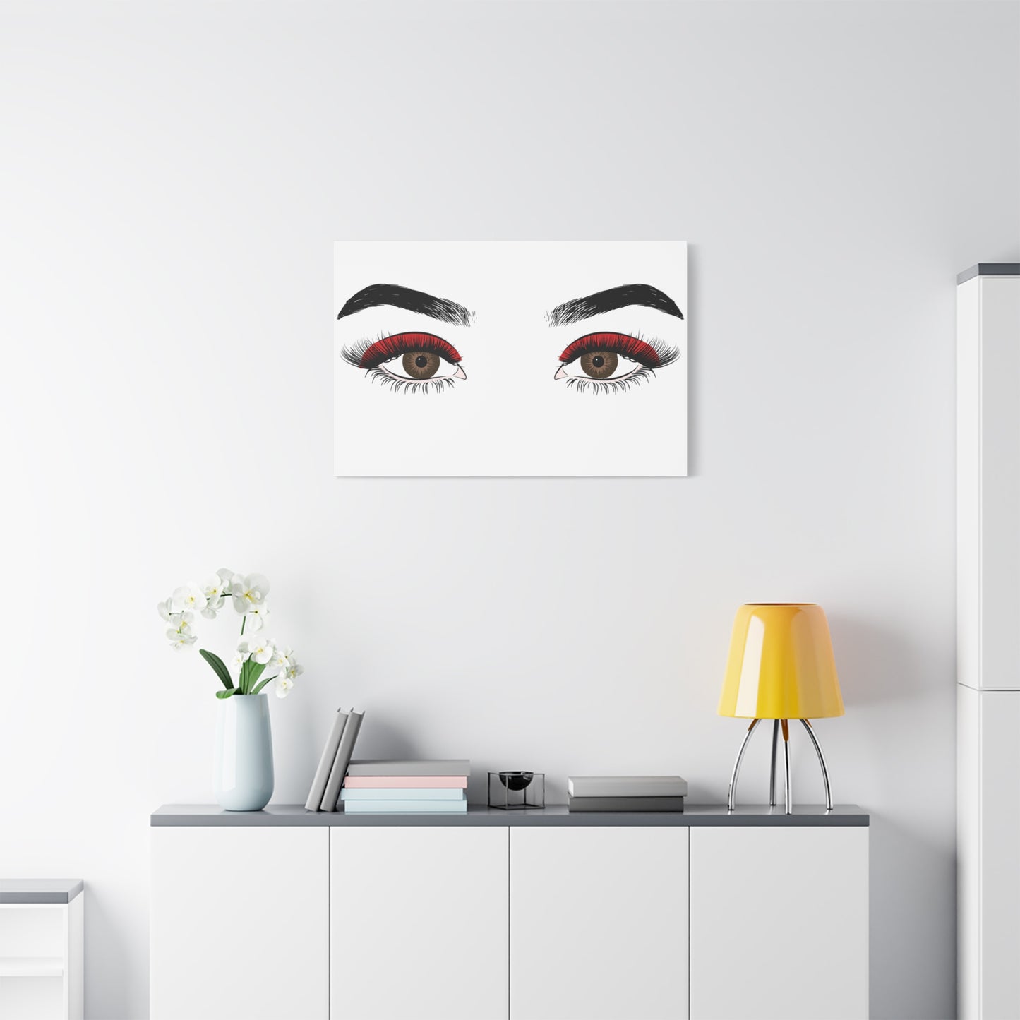 Red Lashes Wall Art Canvas — Glam Eyes Makeup Decor