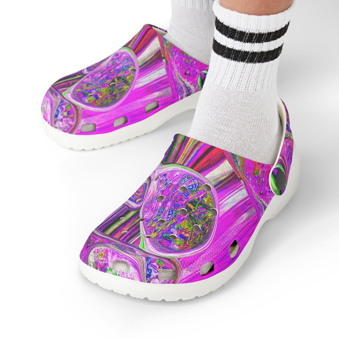 Kids Purple Swirl EVA Foam Clogs — Colorful Psychedelic All-Over Print