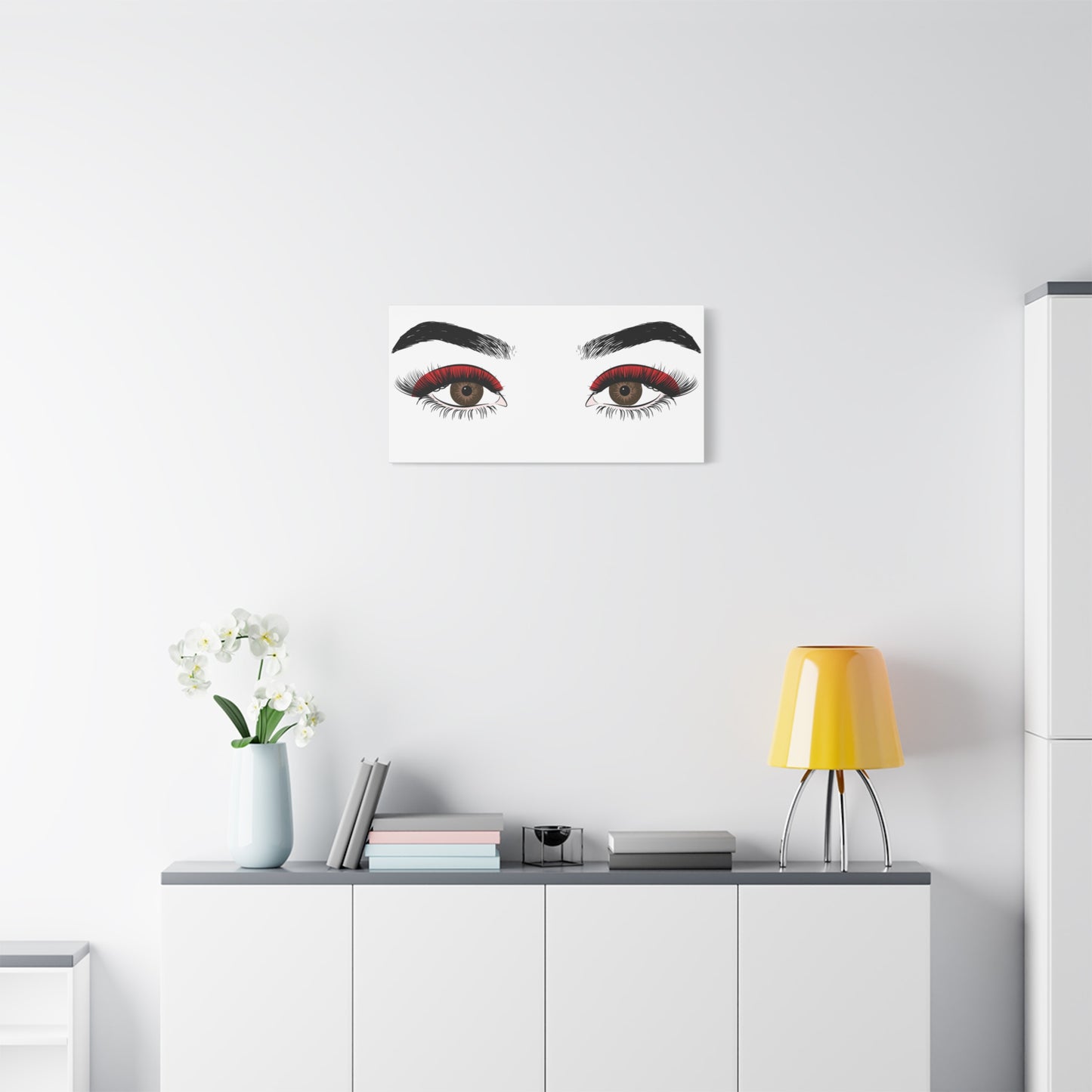 Red Lashes Wall Art Canvas — Glam Eyes Makeup Decor