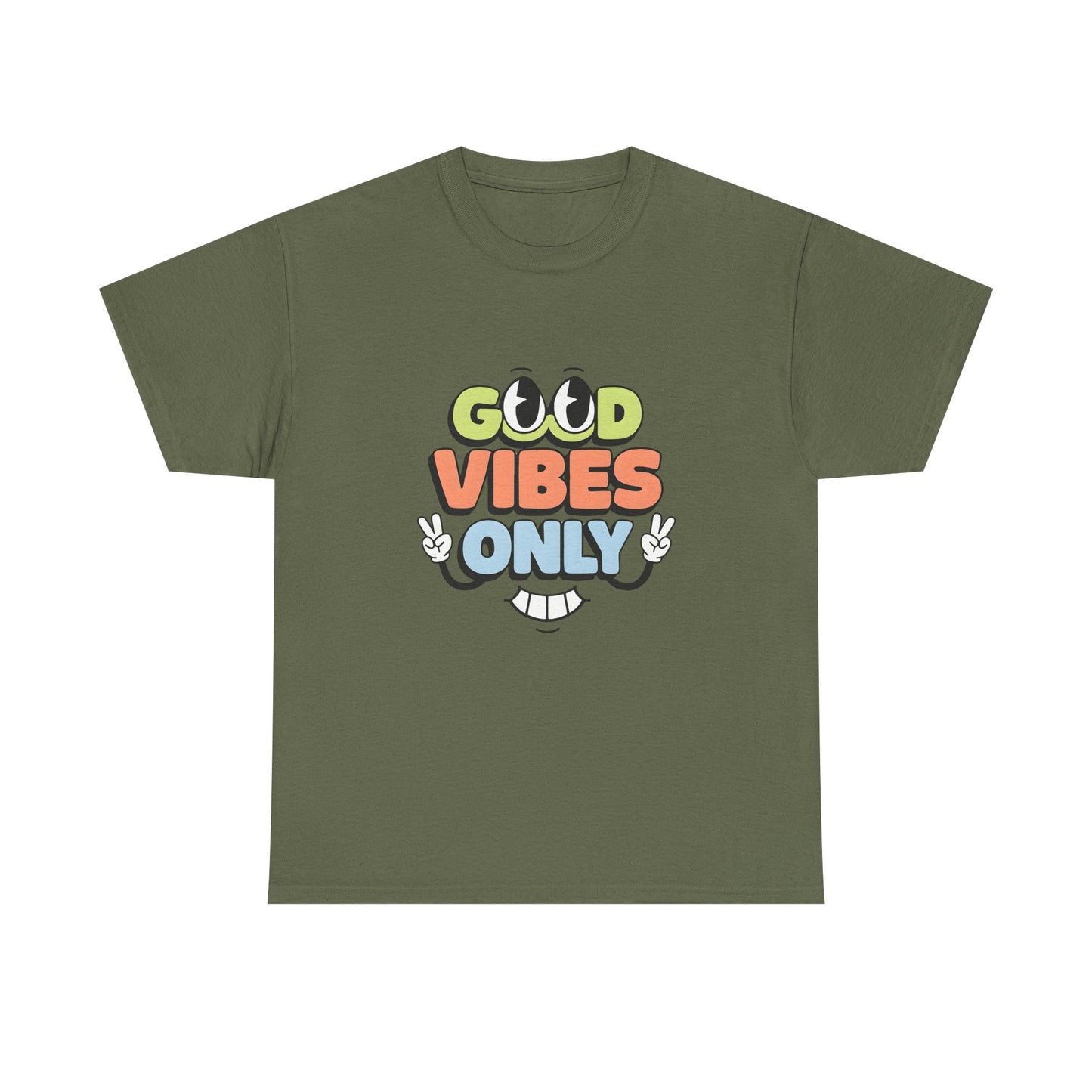 Good Vibes Only Unisex Heavy Cotton Tee, Casual Tee, Positive Message Shirt, Summer Fashion, Gift for Friends, Outdoor Wear