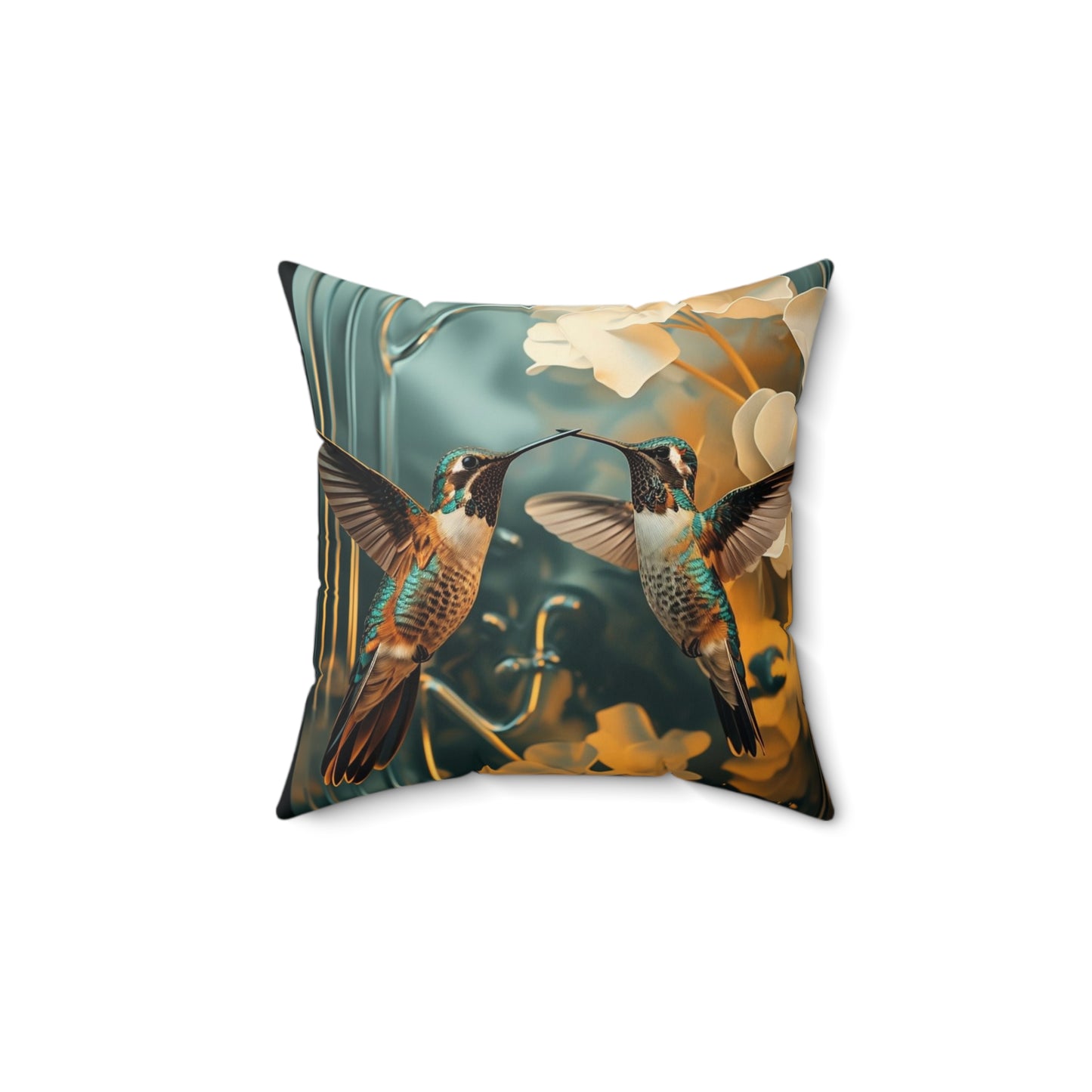 Hummingbird Garden Pillow — Decorative Square Throw Pillow