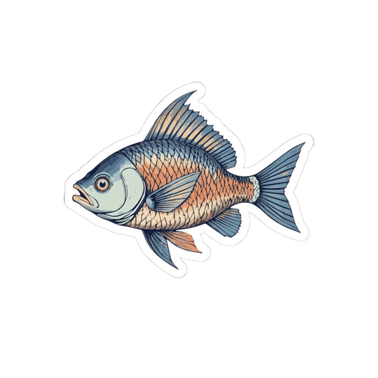 Fish Illustration Kiss-Cut Stickers, Fishing Decor, Laptop Stickers