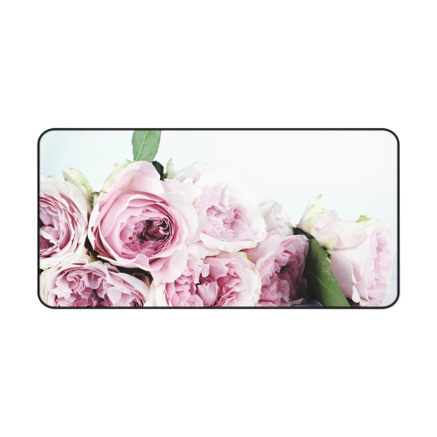 Floral Rose Desk Mat — Pink Peony Bouquet Mouse Pad for Office & Home