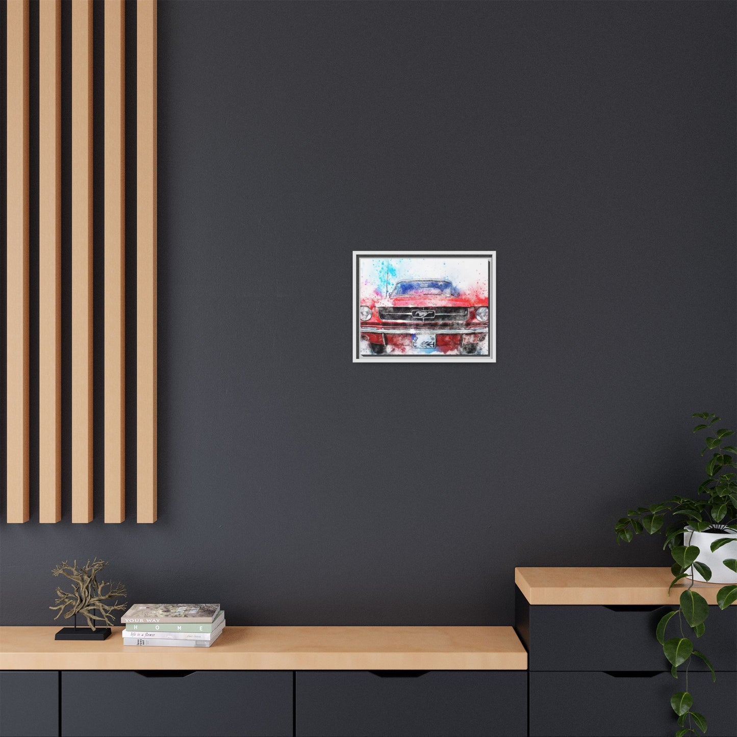 Matte Canvas, Framed Mustang Car