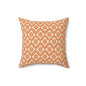 Terracotta Ikat Pattern Faux Suede Square Pillow — Boho Decorative Throw Cushion