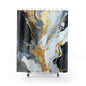 Marble Gold Abstract Shower Curtain — Luxe Black & White Bath Decor