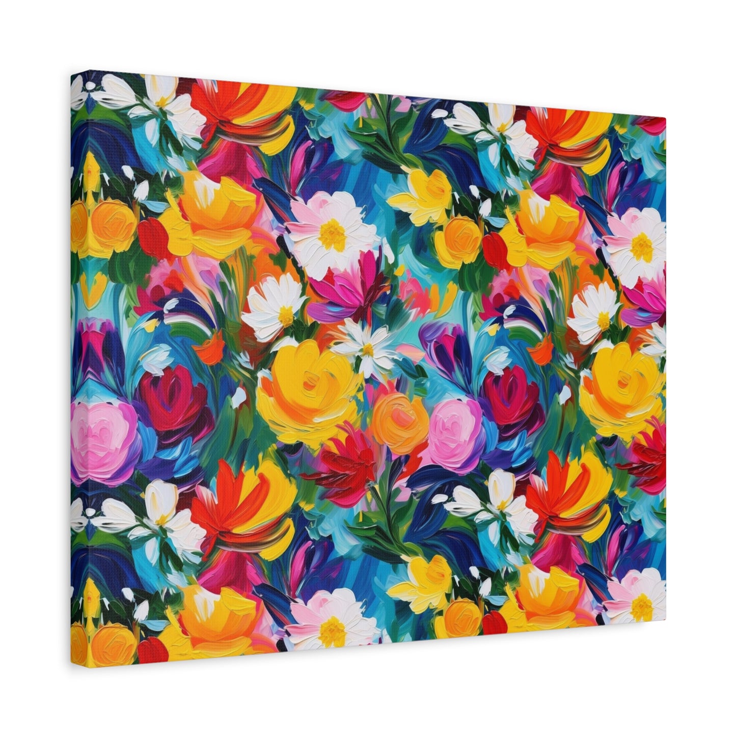 Vibrant Floral Matte Canvas Wall Art — Colorful Garden Print, Stretched 1.25"