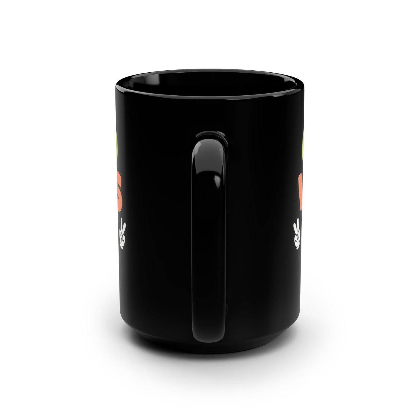 Good Vibes Only Black 15oz Mug — Retro Peace Sign Coffee Cup