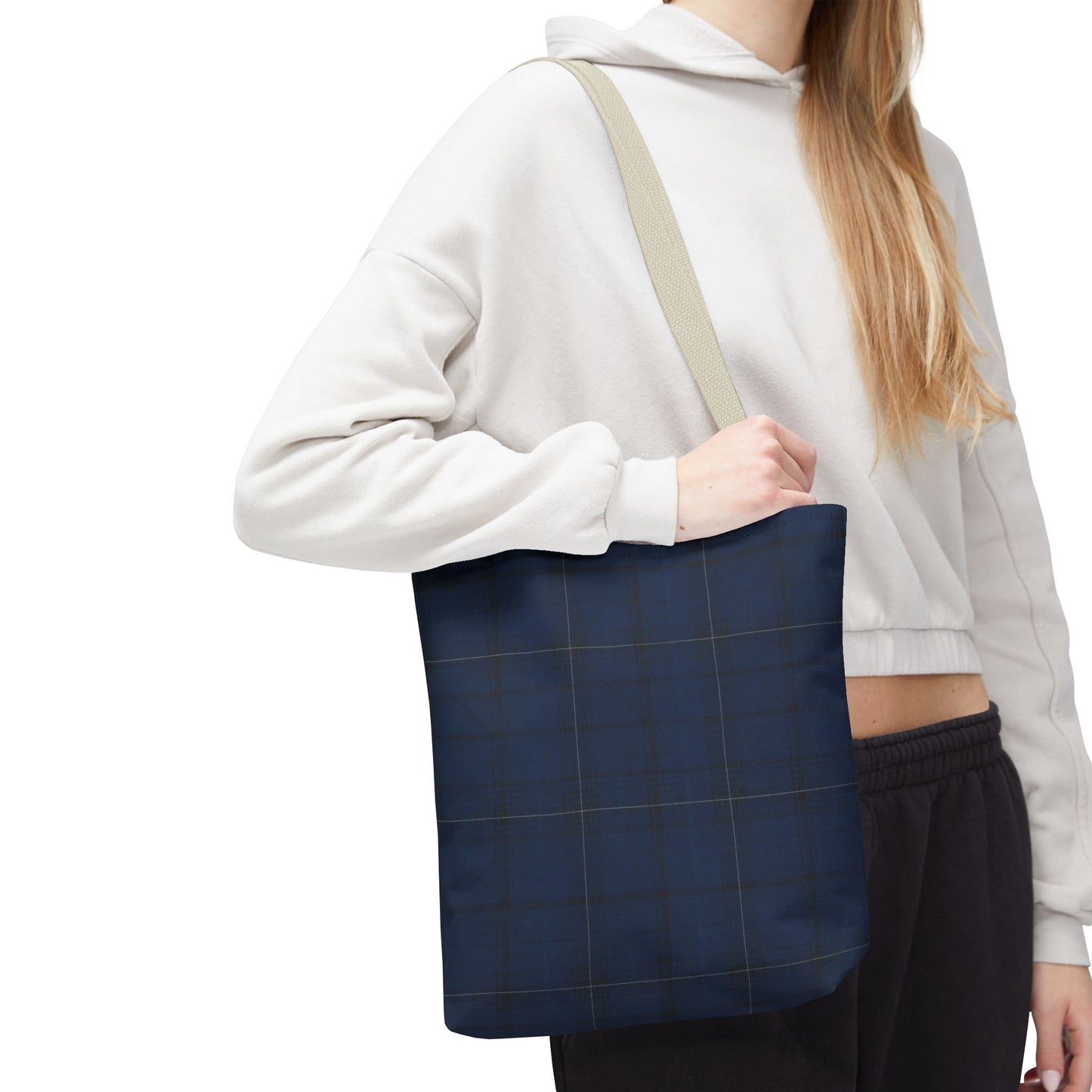 Navy Tartan Tote Bag – Classic Plaid Tote
