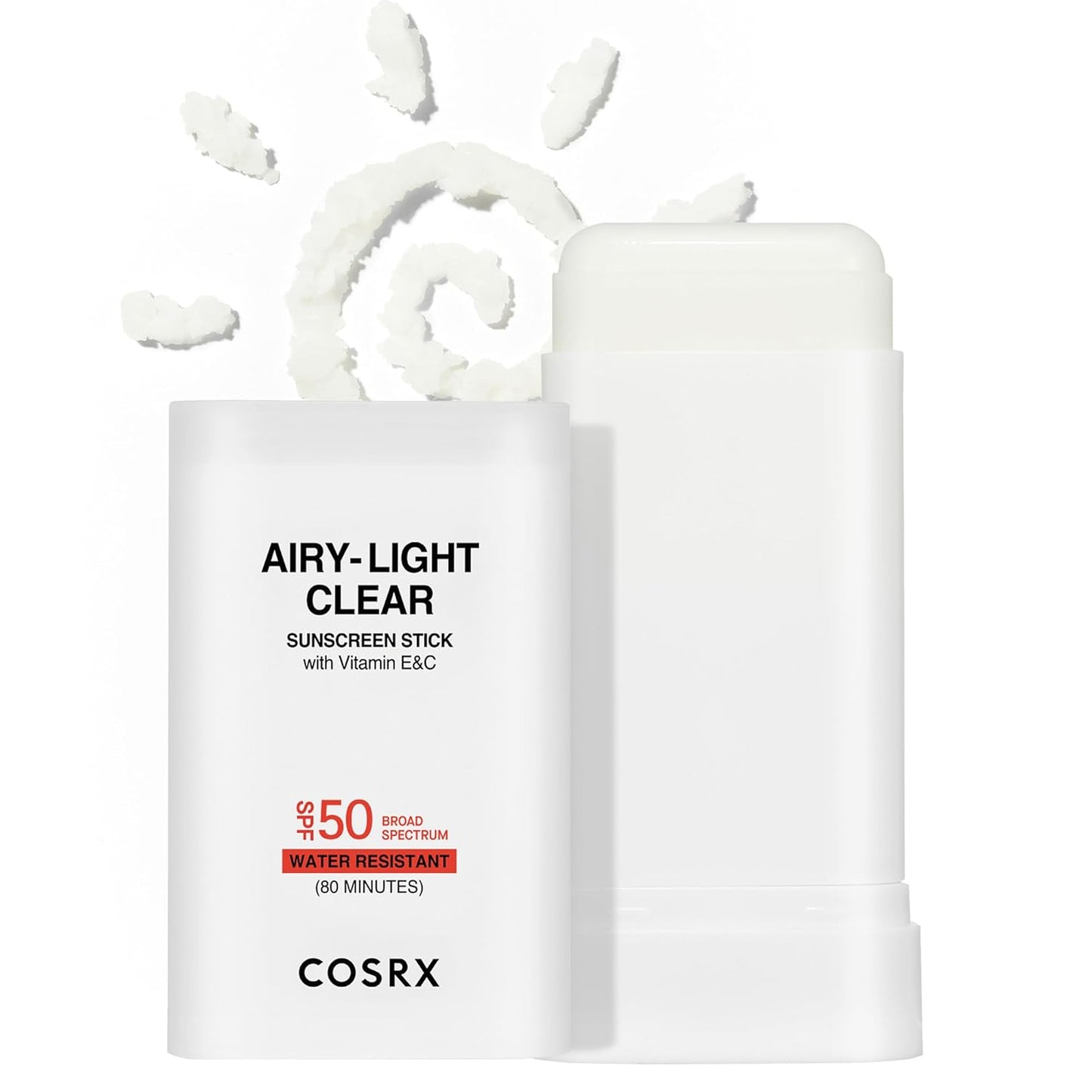 COSRX Airy-Light Clear Sunscreen Stick with Vitamin E&C SPF 50, 0.67 oz, 19g, Korean Suncreen Stick Suncare Sunblock, Lightweight, No White Cast