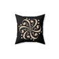 Decorative Throw Pillow with Floral Design, Home Decor, Cozy Living Room Accent, Gift Idea, Black and Cream Cushion