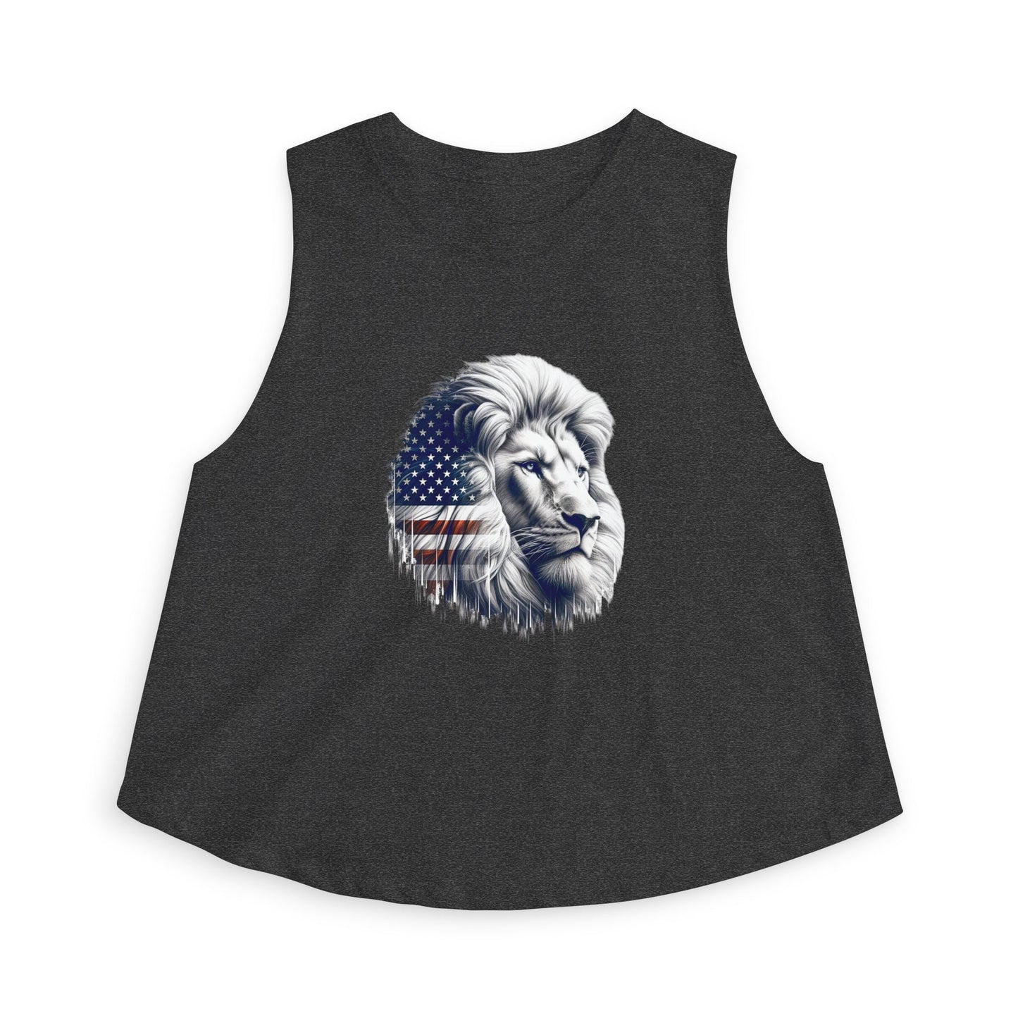 American Flag Lion Women's Crop Top — Patriotic Lion Graphic Tank
