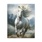 White Stallion Canvas Print – Majestic Galloping Horse Wall Art