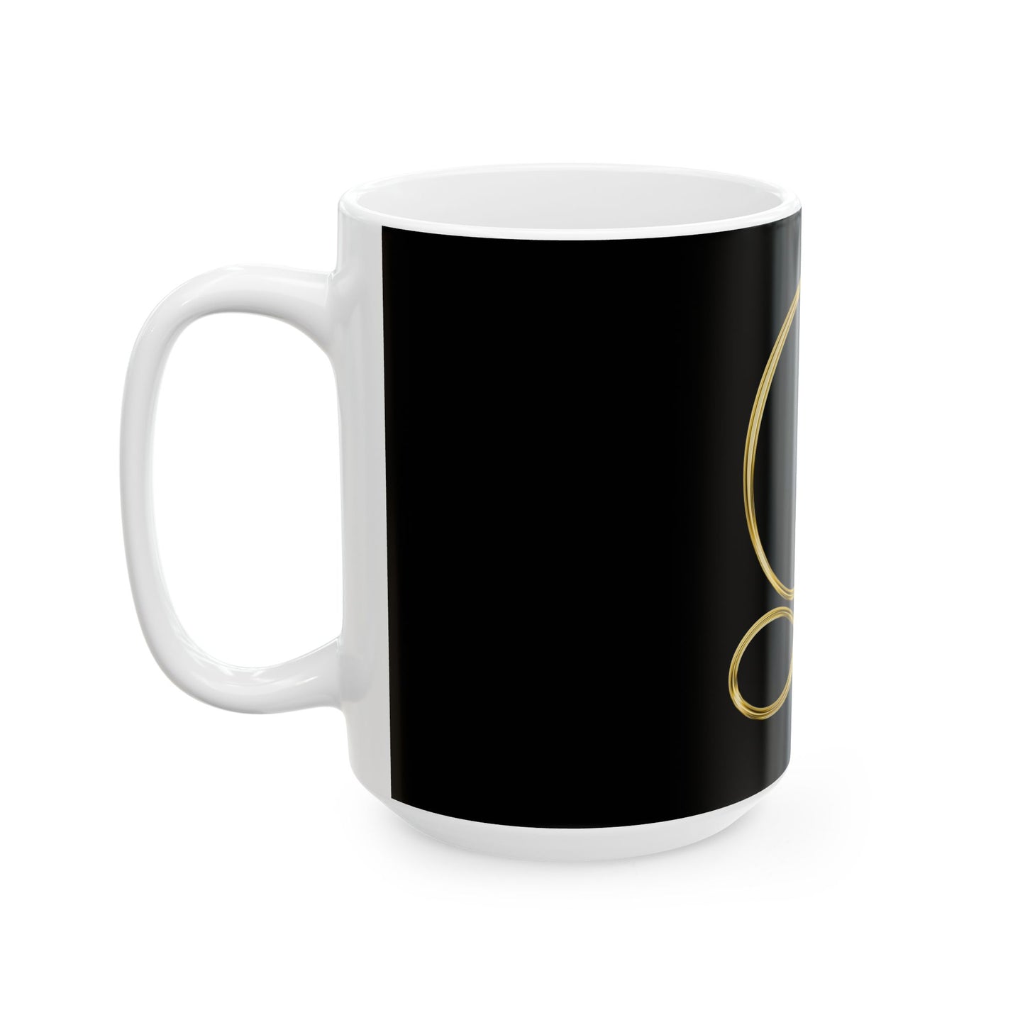 Monogram L Gold Letter Ceramic Mug — Elegant Black & Gold Initial Coffee Cup (11oz, 15oz)