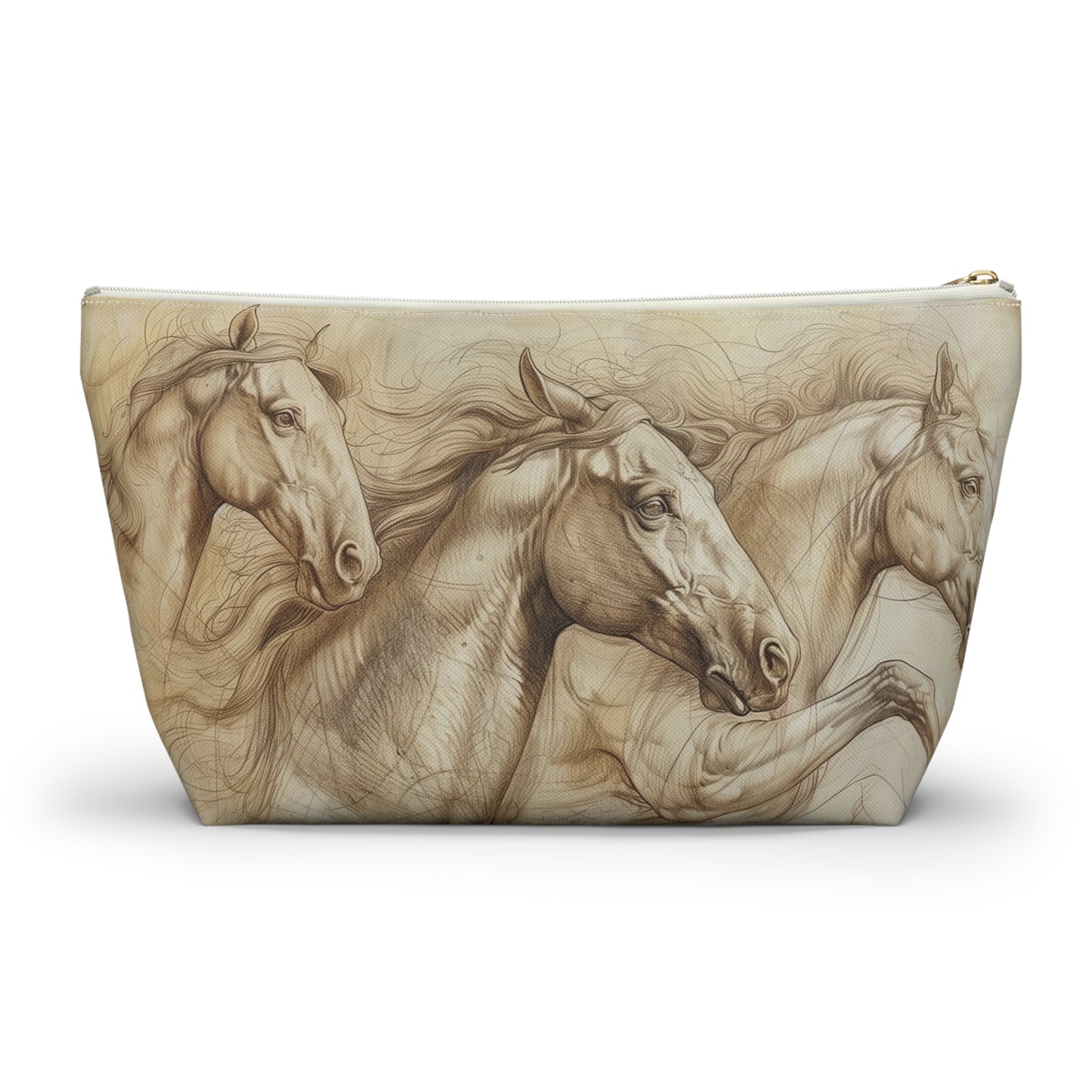 Horse Run Accessory Pouch — Equestrian Makeup & Travel T-Bottom Bag