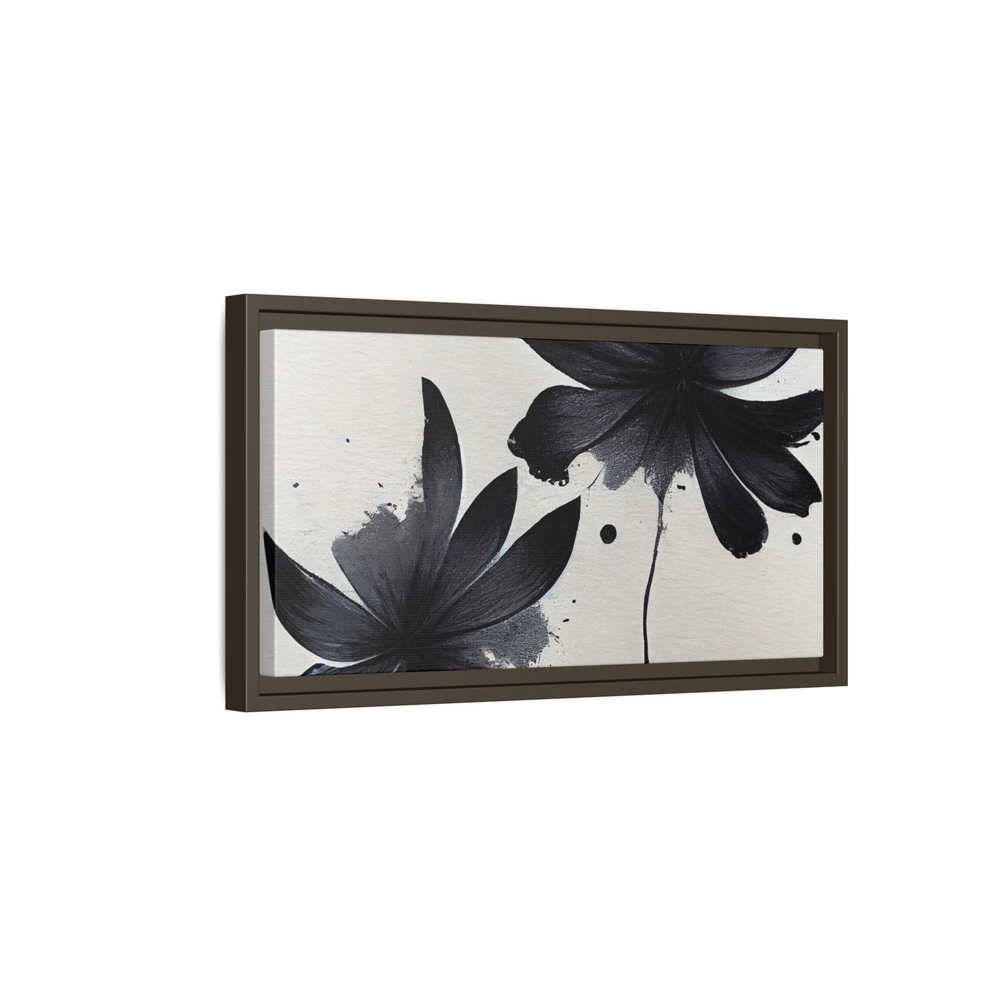 Framed Black Floral Matte Canvas Wall Art — Monochrome Botanical Print