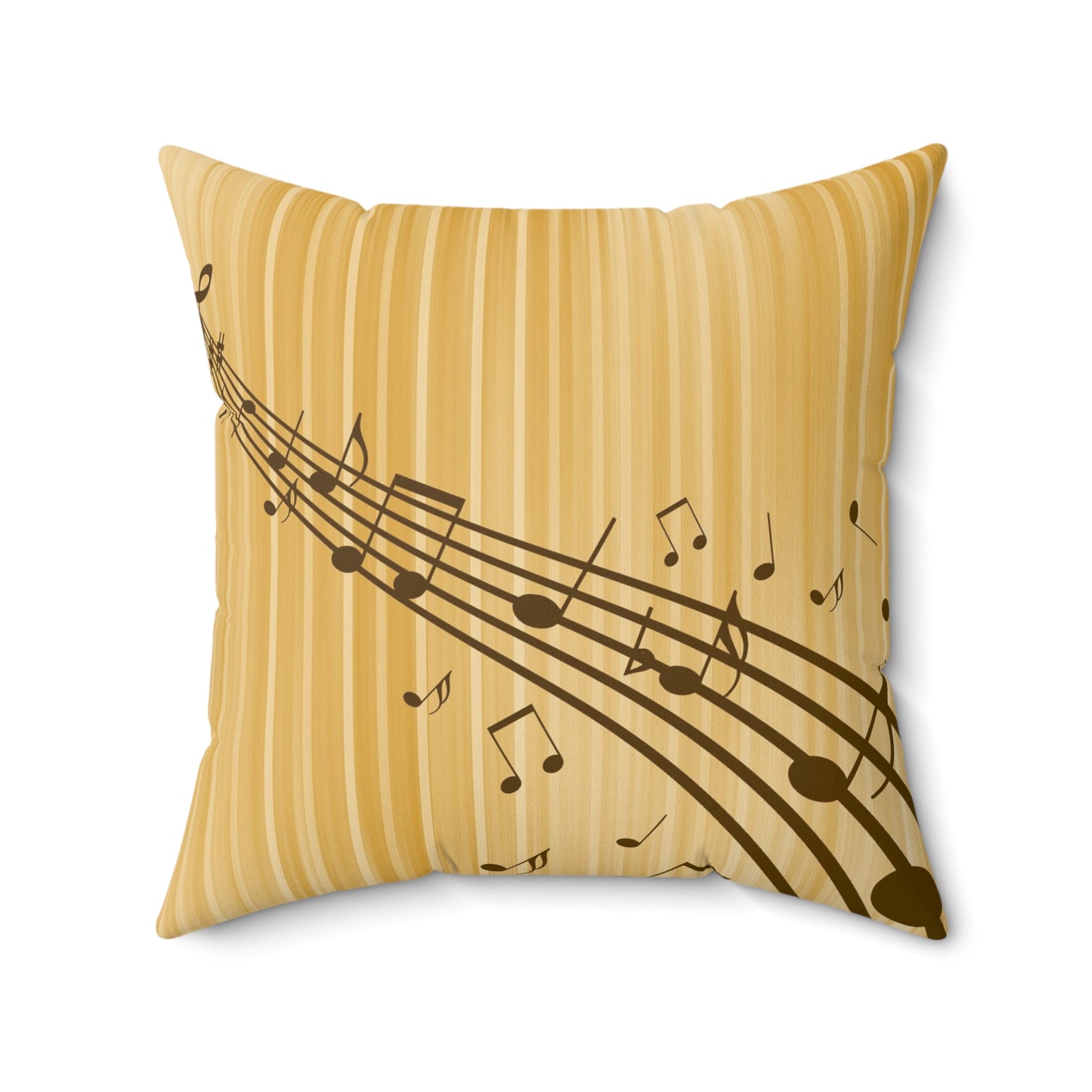Music Notes Decorative Throw Pillow — Golden Sheet Music Accent Cushion