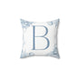 Monogram Pillow — Elegant Blue Floral “B” Decorative Throw Pillow