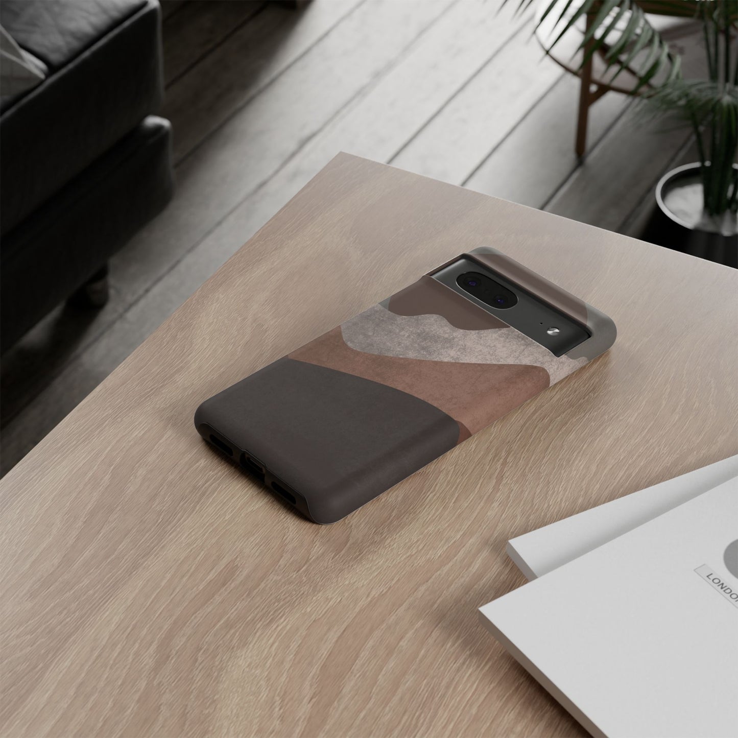Abstract Earthtone Phone Case — Brown Layered Rugged Tough Case