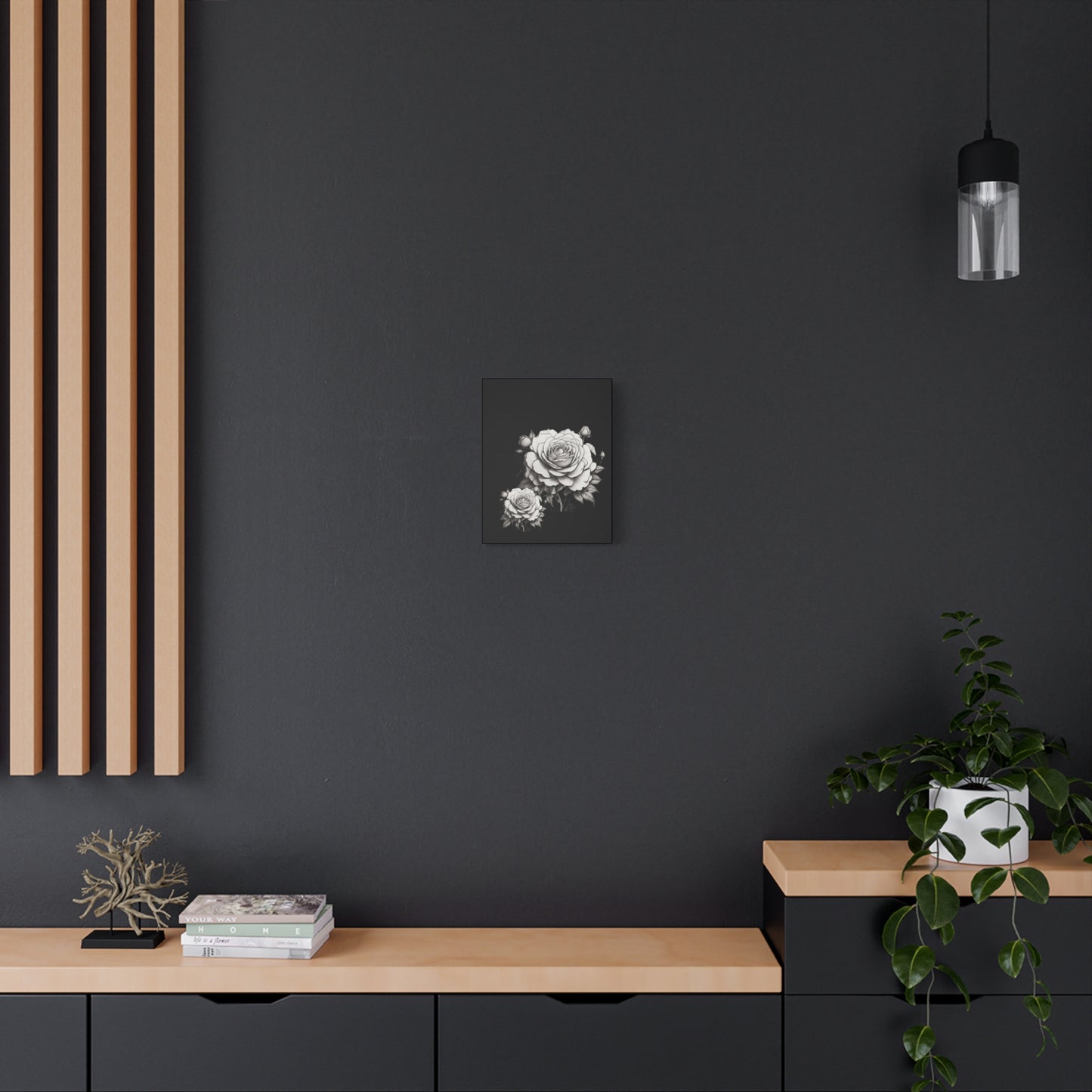 Monochrome Rose Canvas Print — Black & White Floral Wall Art