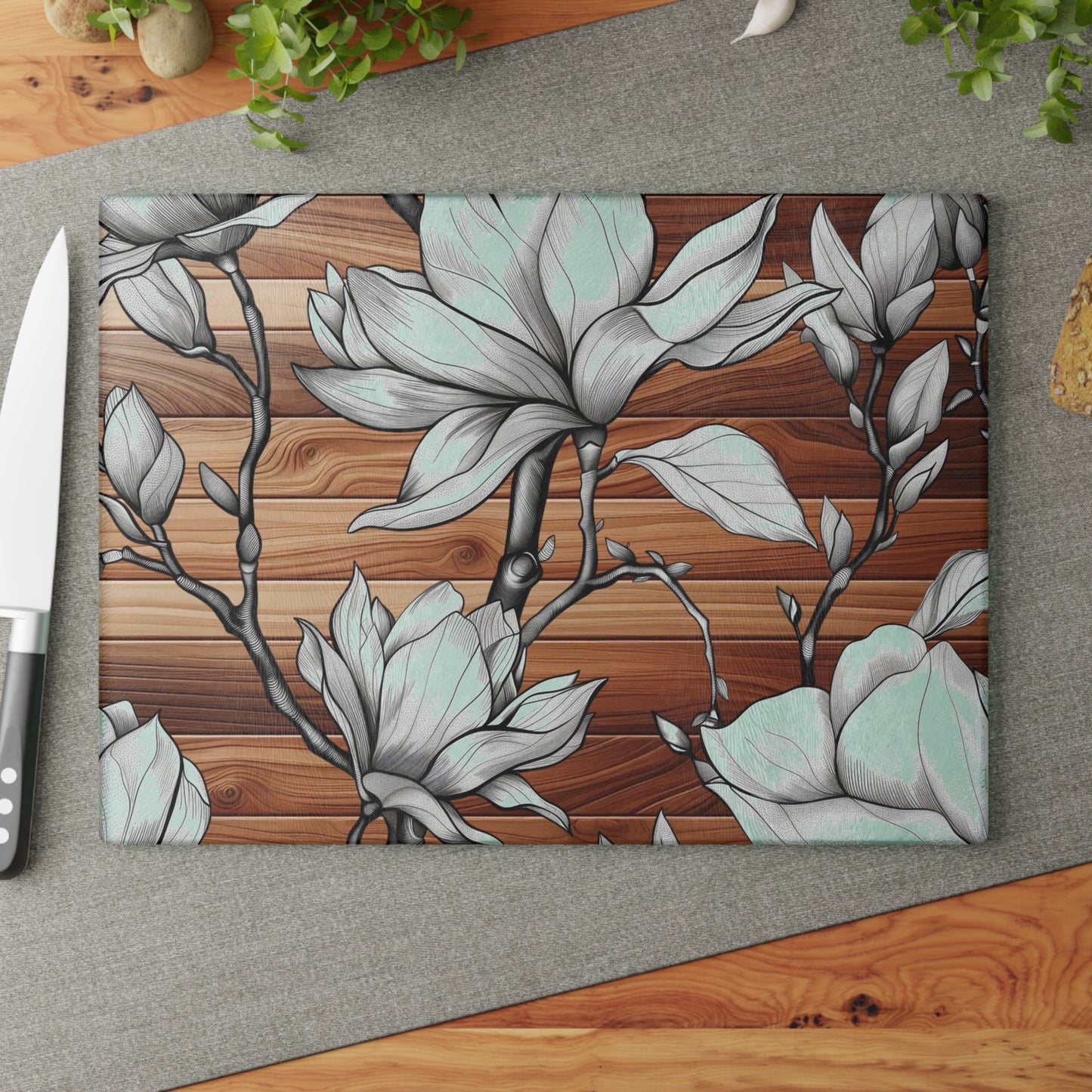 Elegant Floral Glass Cutting Board