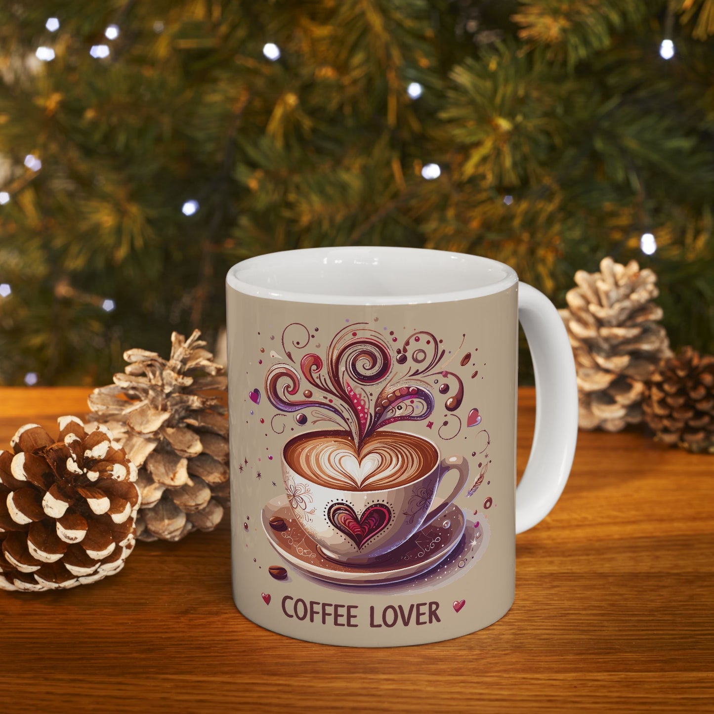 Coffee Lover Ceramic Mug — Cute Whimsical Coffee Art (11oz & 15oz)