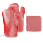 Oven Mitts & Pot Holder Set of 3 Red Stripes