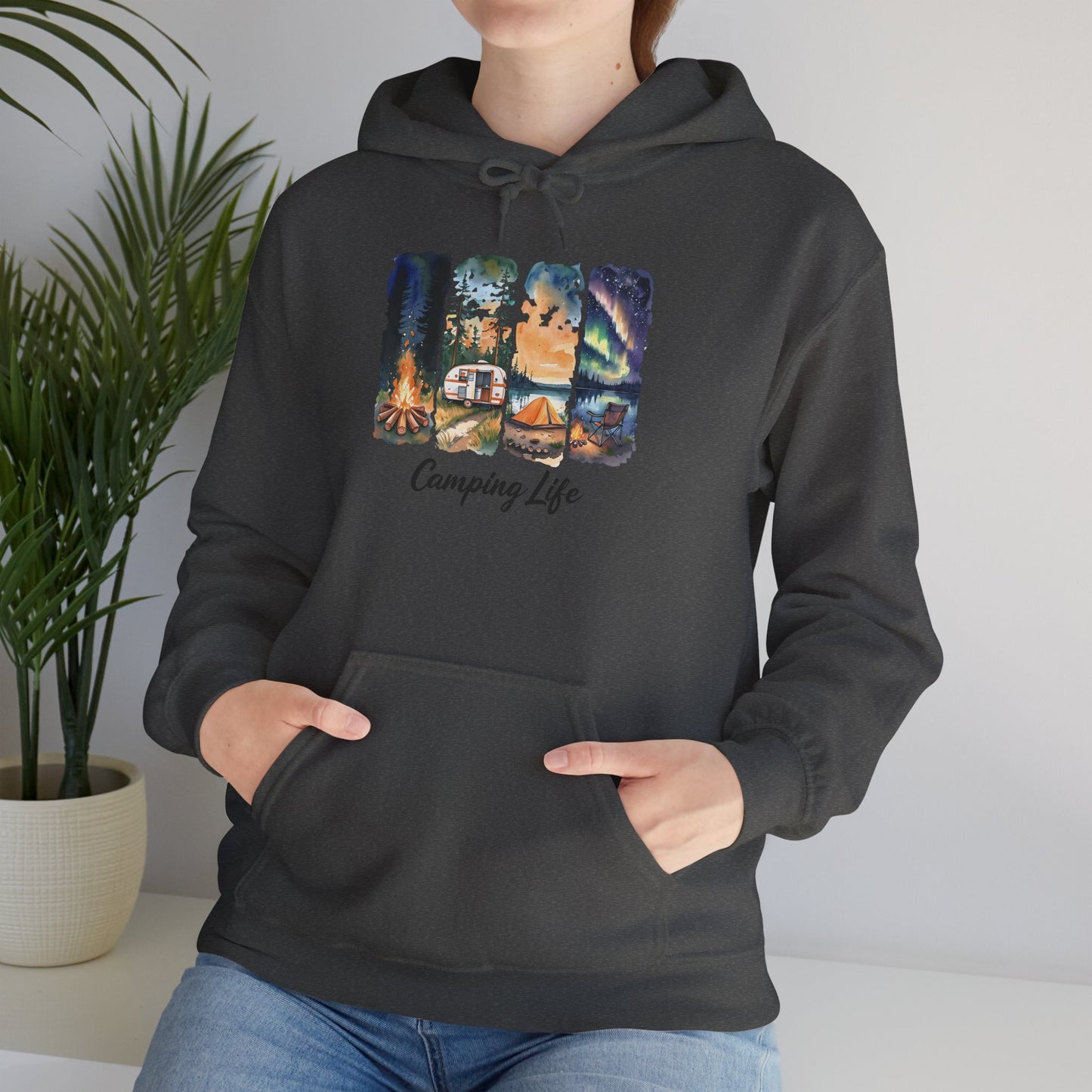 Camping Life Hoodie – Outdoor Illustrated Campsite Scenes