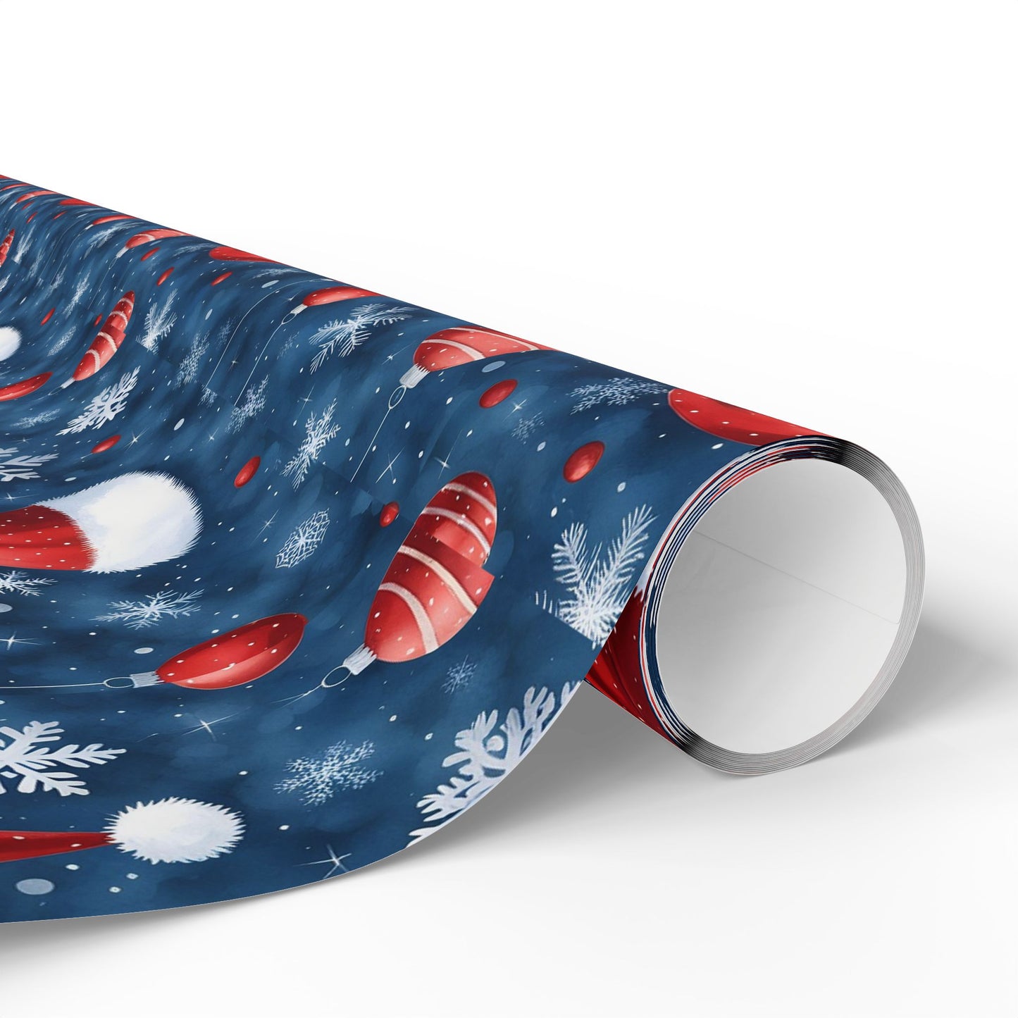 Holiday Snowman Wrapping Paper Roll — Festive Blue & Red Christmas Gift Wrap