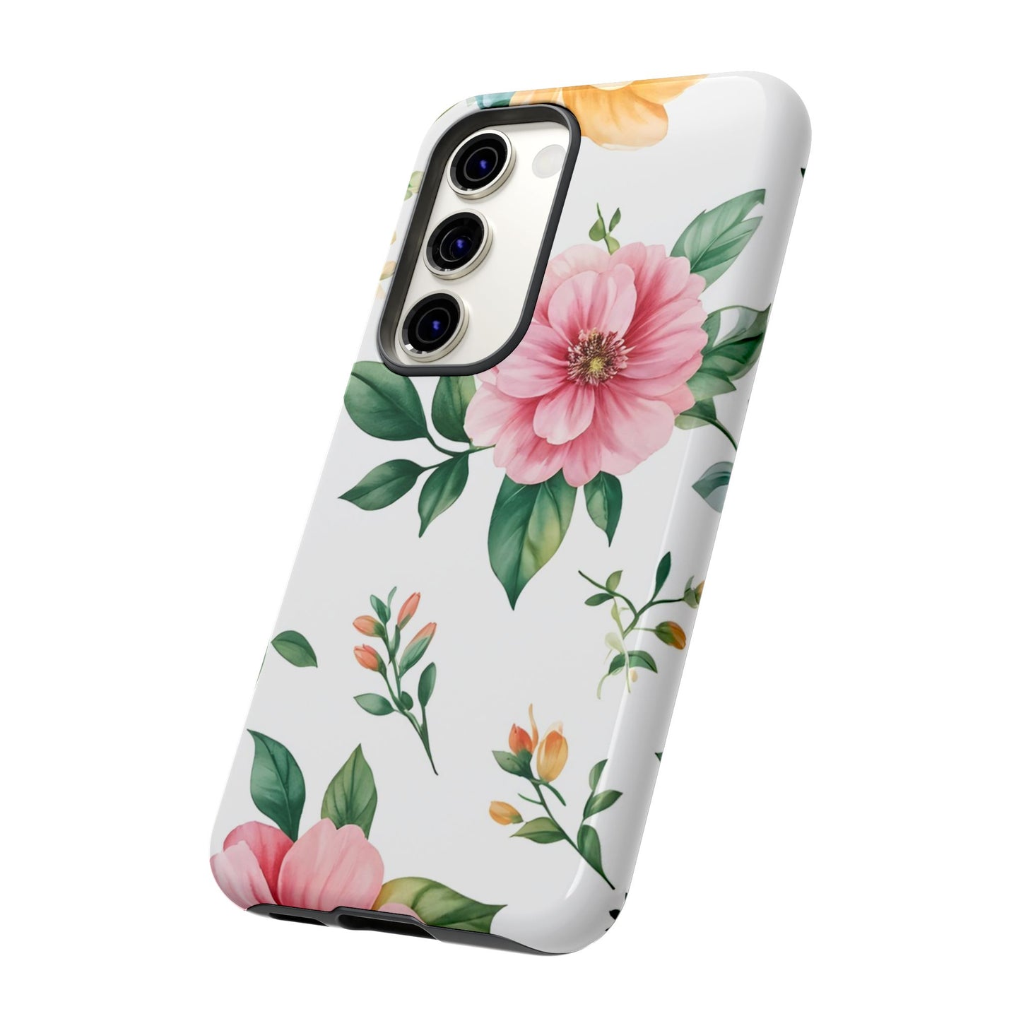 Floral Tough Phone Case — Pink Peony Protective Phone Cover