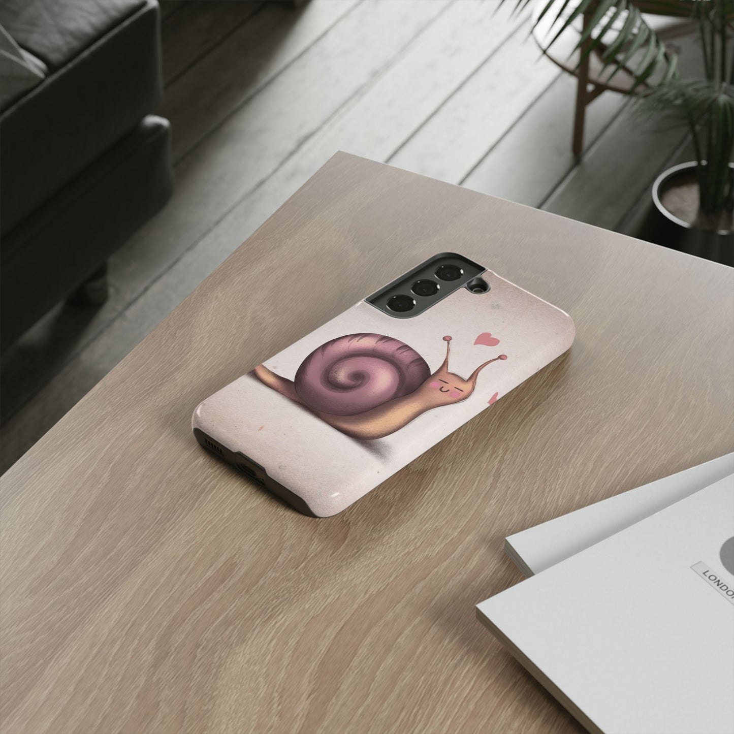 Cute Snail Phone Case — Pink Heart Cartoon Protective iPhone Cover