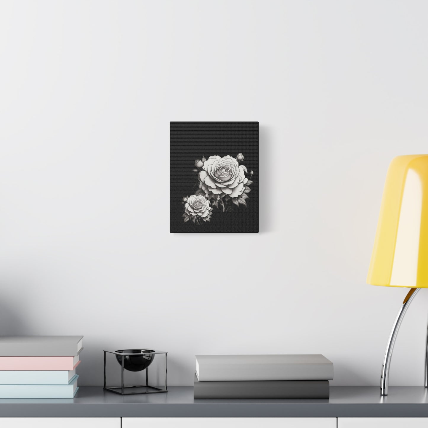 Monochrome Rose Canvas Print — Black & White Floral Wall Art