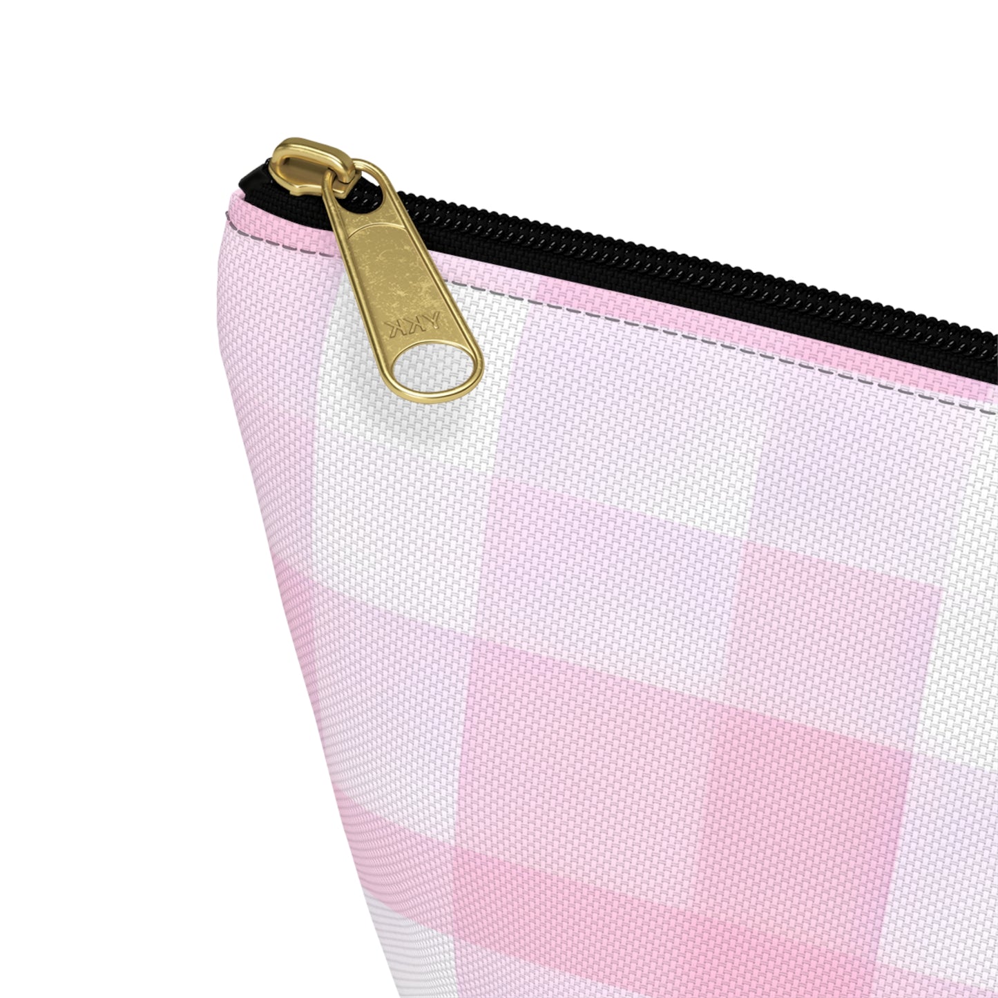 Pink Gingham Accessory Pouch — T‑Bottom Makeup & Toiletry Bag