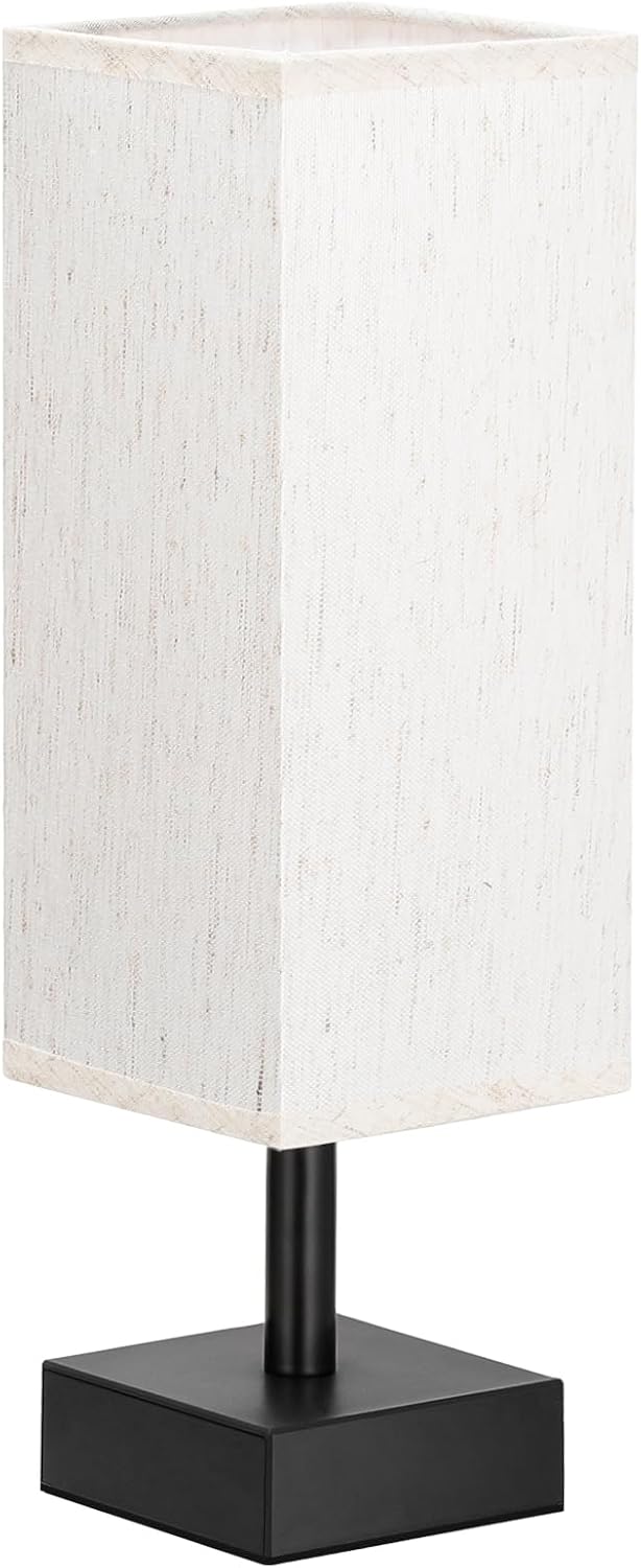 aooshine Small Table Lamp for Bedroom - Bedside Lamps for Nightstand, Minimalist Night Stand Light Lamp with Square Fabric Shade, Desk Reading Lamp for Kids