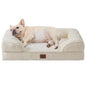 EHEYCIGA Orthopedic Dog Bed for Small Dogs, Waterproof Memory Foam Small Dog Beds with Sides, Non-Slip Bottom and Egg-Crate Foam Medium Pet Couch Bed with Washable Removable Cover, Beige