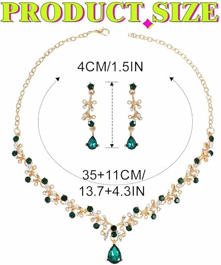 JAKAWIN Bride Silver Bridal Necklace Earrings Set Rhinestone Wedding Jewelry Set