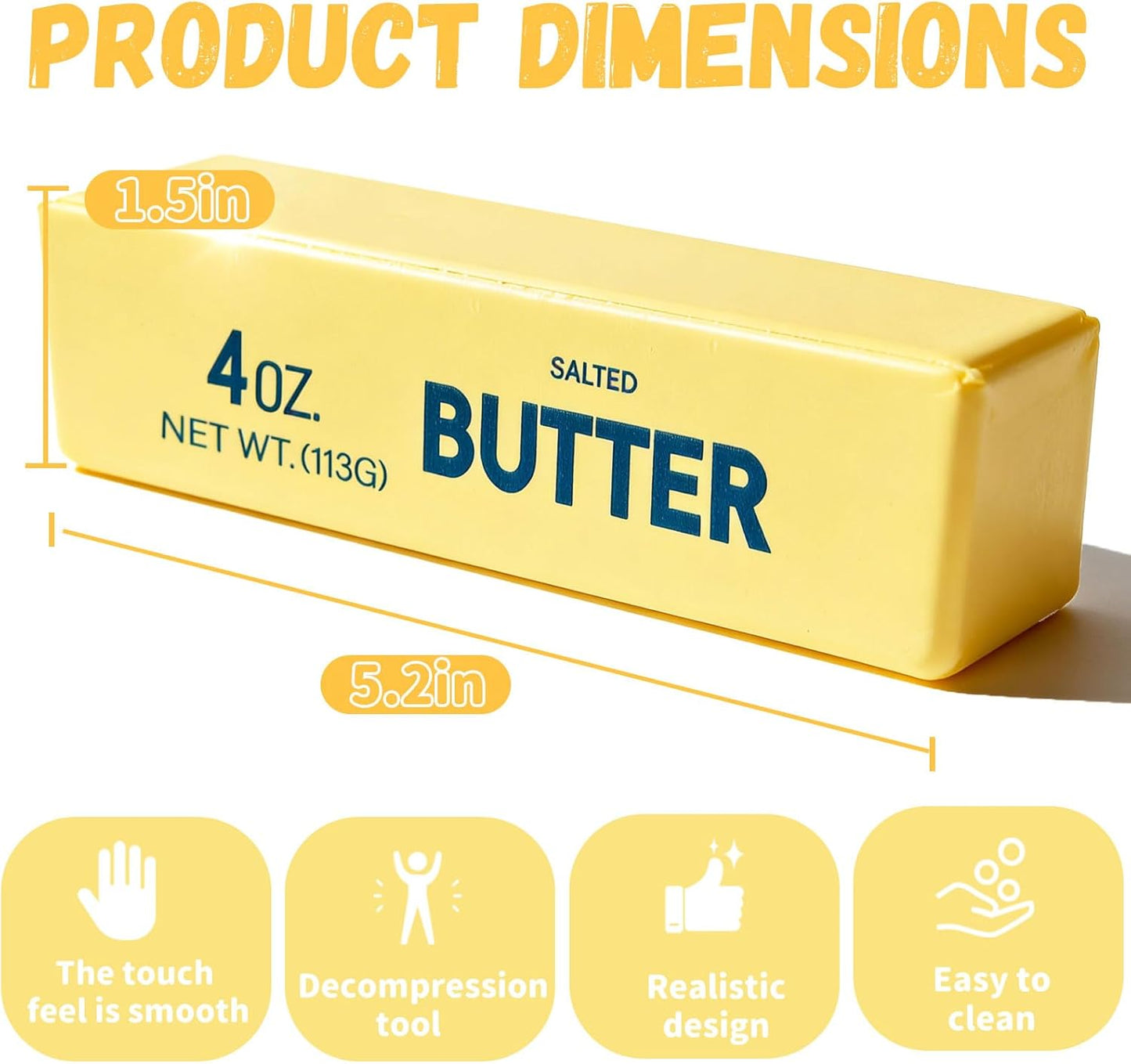 Slow Rebound Cute Butter Squeeze Stress Balls, 2026 New Realistic Soft Butter Stick Fidget Toy