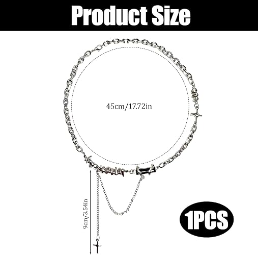 Y2K Necklace for Men, Silver Star and Moon Pendant Necklace for Women, Stainless Steel Cool Necklaces Punk Necklaces Jewelry