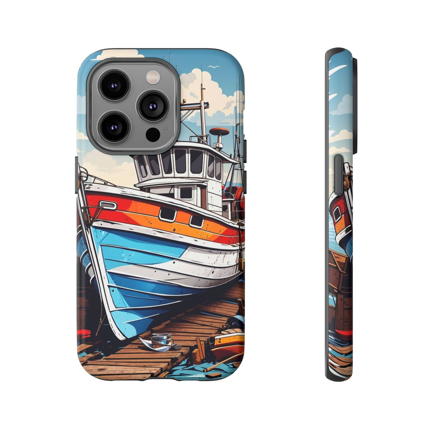 Colorful Fishing Boat Phone Case | Nautical Gift, Marine Design, Coastal Aesthetic, Summer Vibes, Sea Lover's Accessory