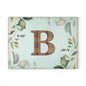 Monogram Glass Cutting Board - Botanical Initial "B" with Rustic Wood Letter