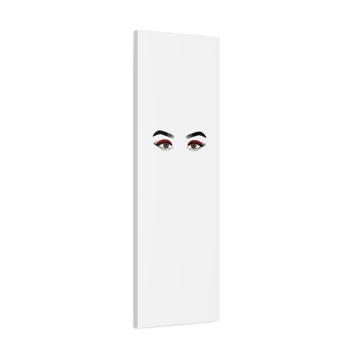Glam Eyes Matte Canvas Wall Art — Brown Eyes with Red Lashes