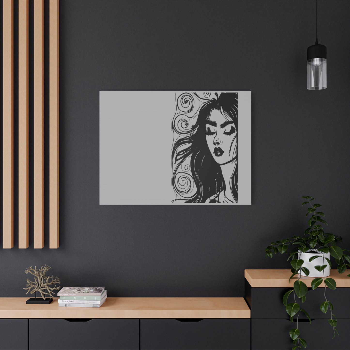 Gothic Woman Portrait Canvas Art — Matte Stretched Wall Decor