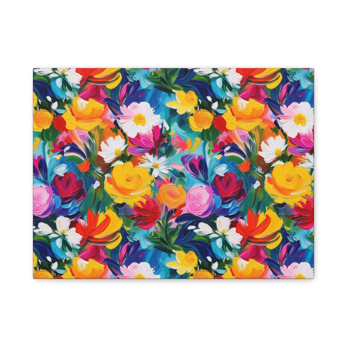 Vibrant Floral Matte Canvas Wall Art — Colorful Garden Print, Stretched 1.25"