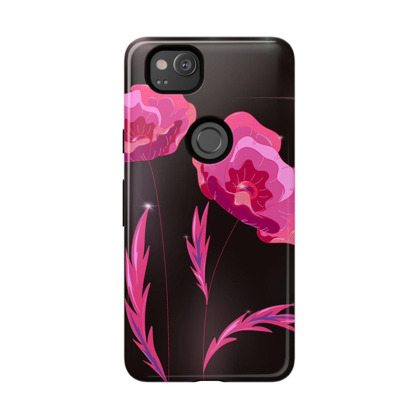 Floral iPhone Case | Tough Cases with Pink Poppy Design, Elegant Flower Phone Cover, Gift for Her, Spring Accessories, Chic Tech