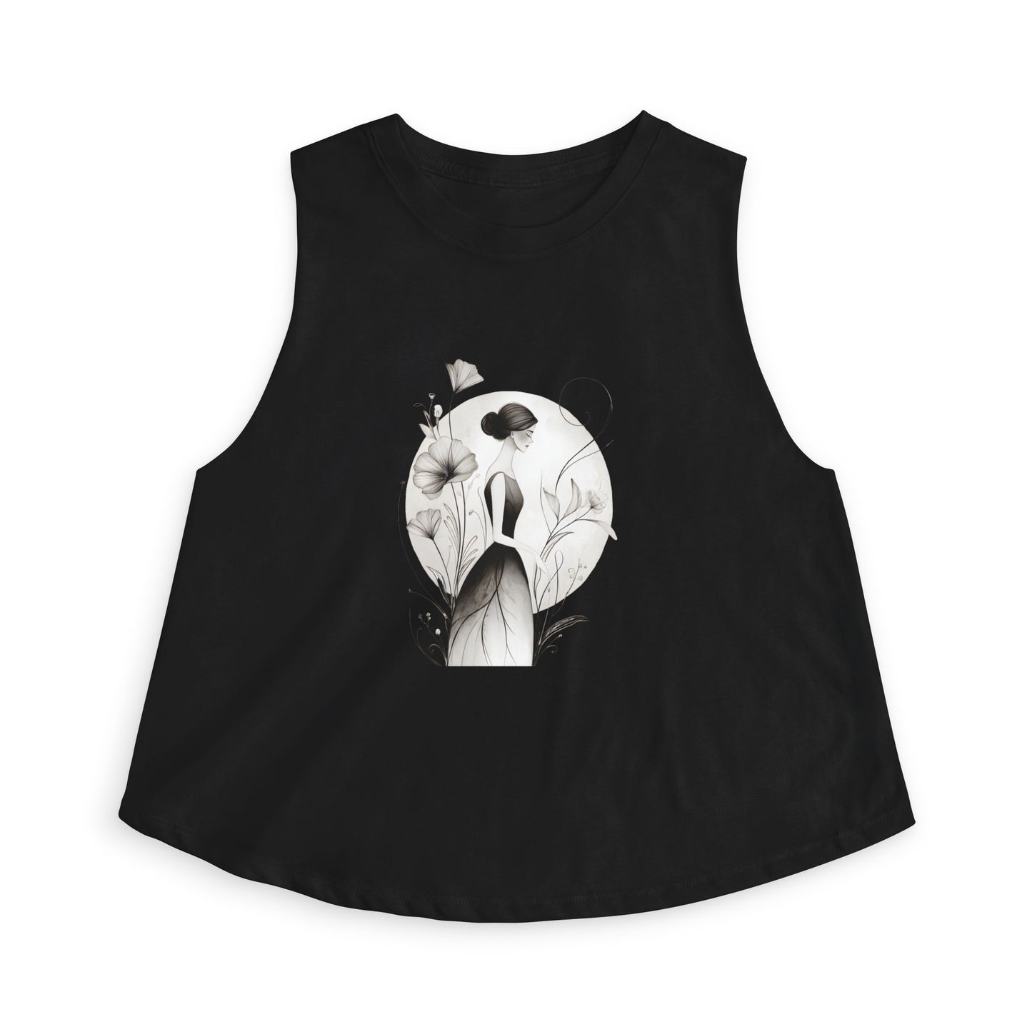 Floral Portrait Crop Top — Minimalist Botanical Art Tank