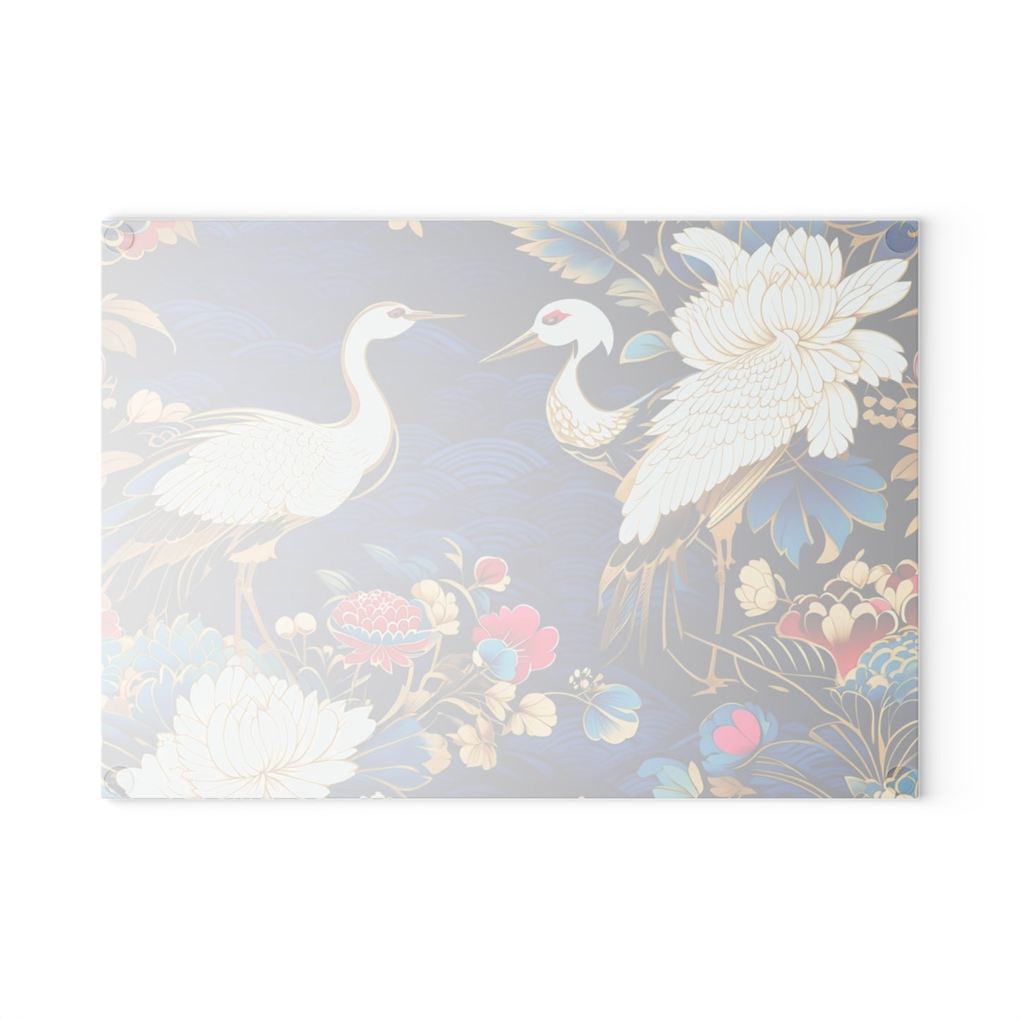 Elegant Asian Crane Glass Cutting Board - Perfect for Gifts and Home Decor